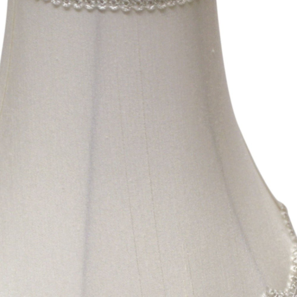 16" White Slanted Scallop Bell Monay Shantung Lampshade