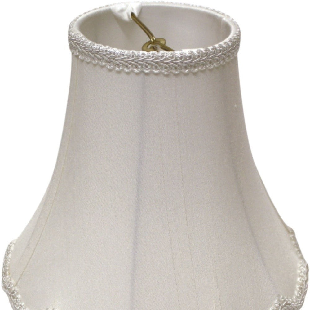 16" White Slanted Scallop Bell Monay Shantung Lampshade