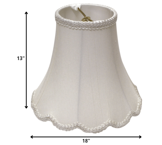 18" White Slanted Scallop Bell Monay Shantung Lampshade