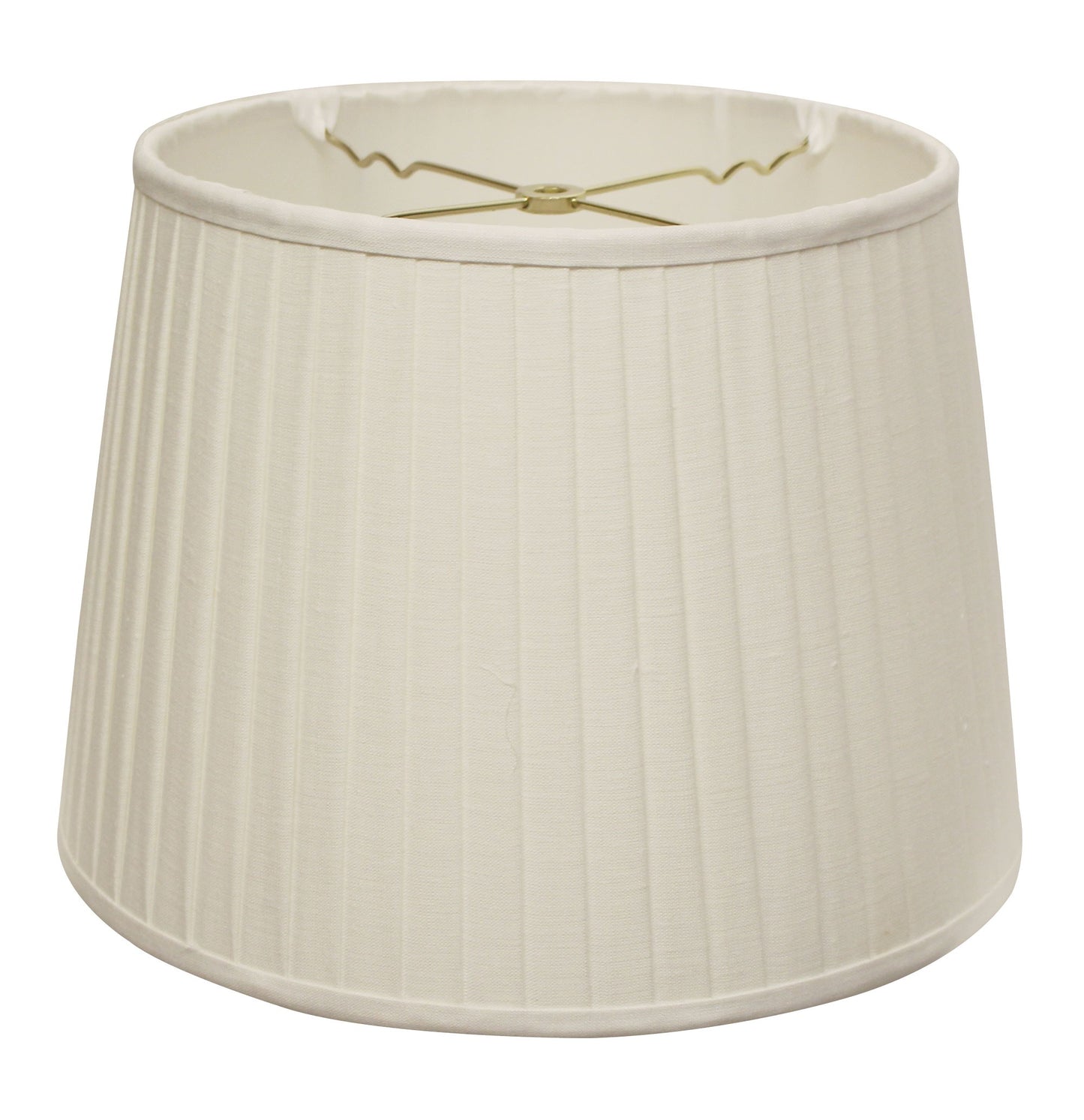 14" White Linen Lampshade with Side Pleats