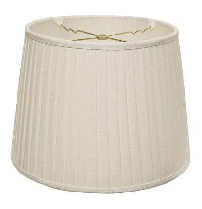 14" White Linen Lampshade with Side Pleats