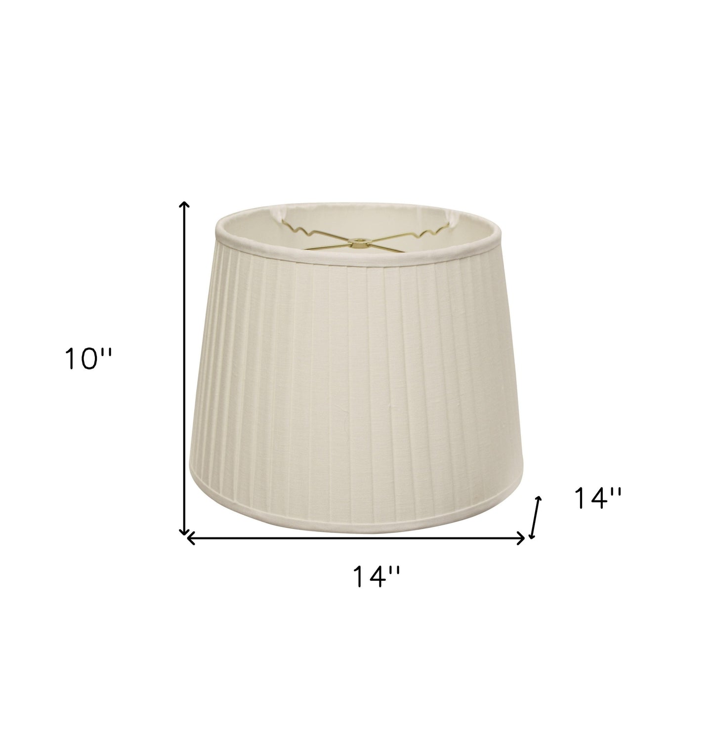 14" White Linen Lampshade with Side Pleats