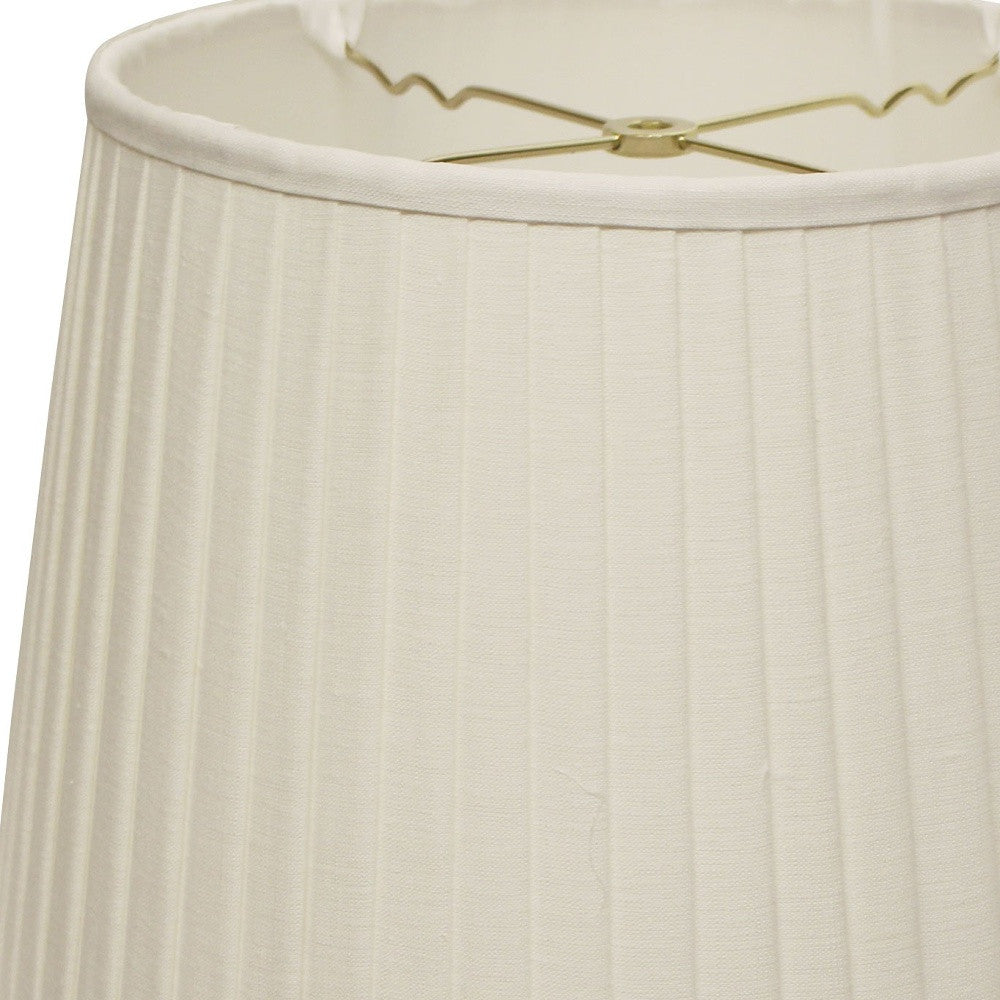 14" White Linen Lampshade with Side Pleats