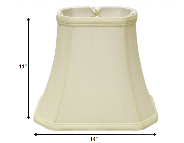 14" Ivory Slanted Rectangle Bell Monay Shantung Lampshade