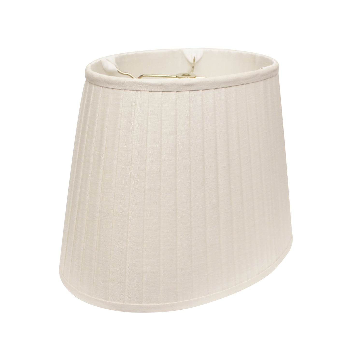 14" White Slanted Oval Linen Lampshade