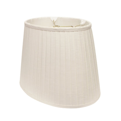 14" White Slanted Oval Linen Lampshade