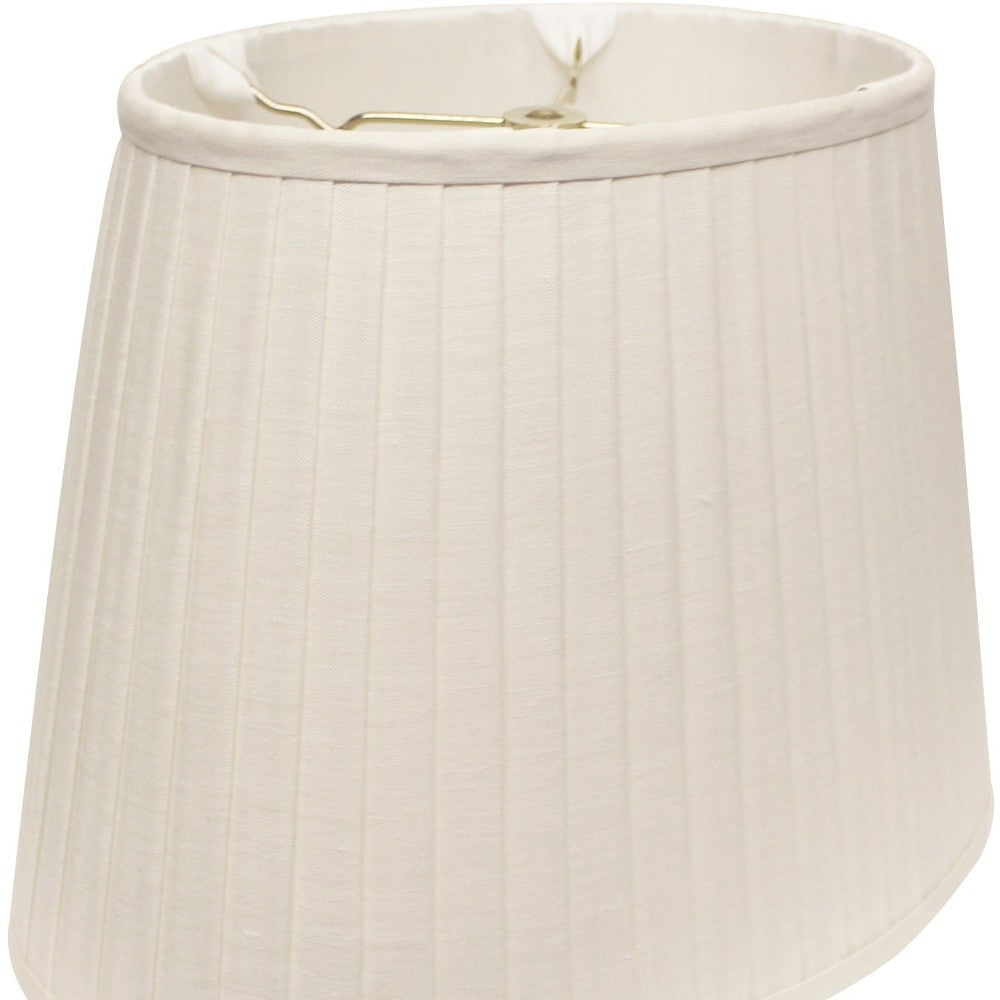 14" White Slanted Oval Linen Lampshade