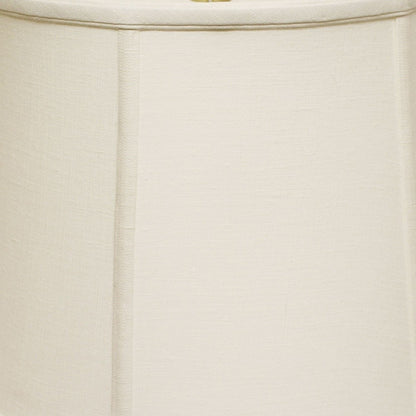 17" White Throwback Drum Linen Lampshade