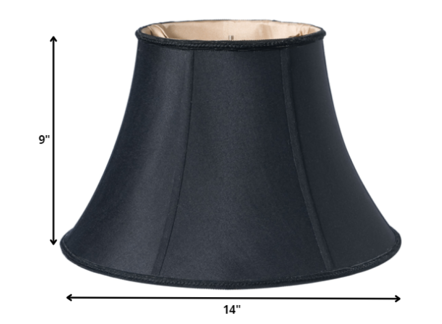 14" Black Slanted Bell Shantung Lampshade