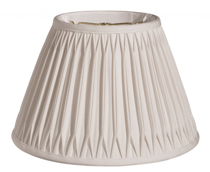 14" Cream Slanted Bell Smocked Shantung Lampshade