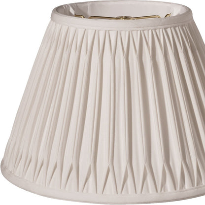 14" Cream Slanted Bell Smocked Shantung Lampshade