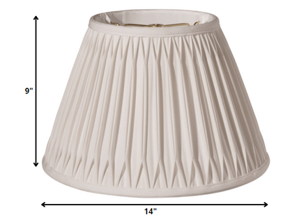 14" Cream Slanted Bell Smocked Shantung Lampshade