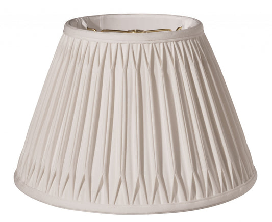 16" Cream Slanted Bell Smocked Shantung Lampshade