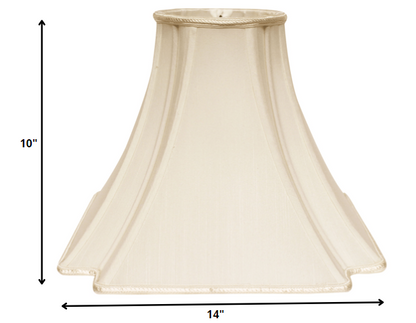 14" Ivory Slanted Notch Square Shantung Lampshade