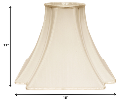 16" Ivory Slanted Notch Square Shantung Lampshade