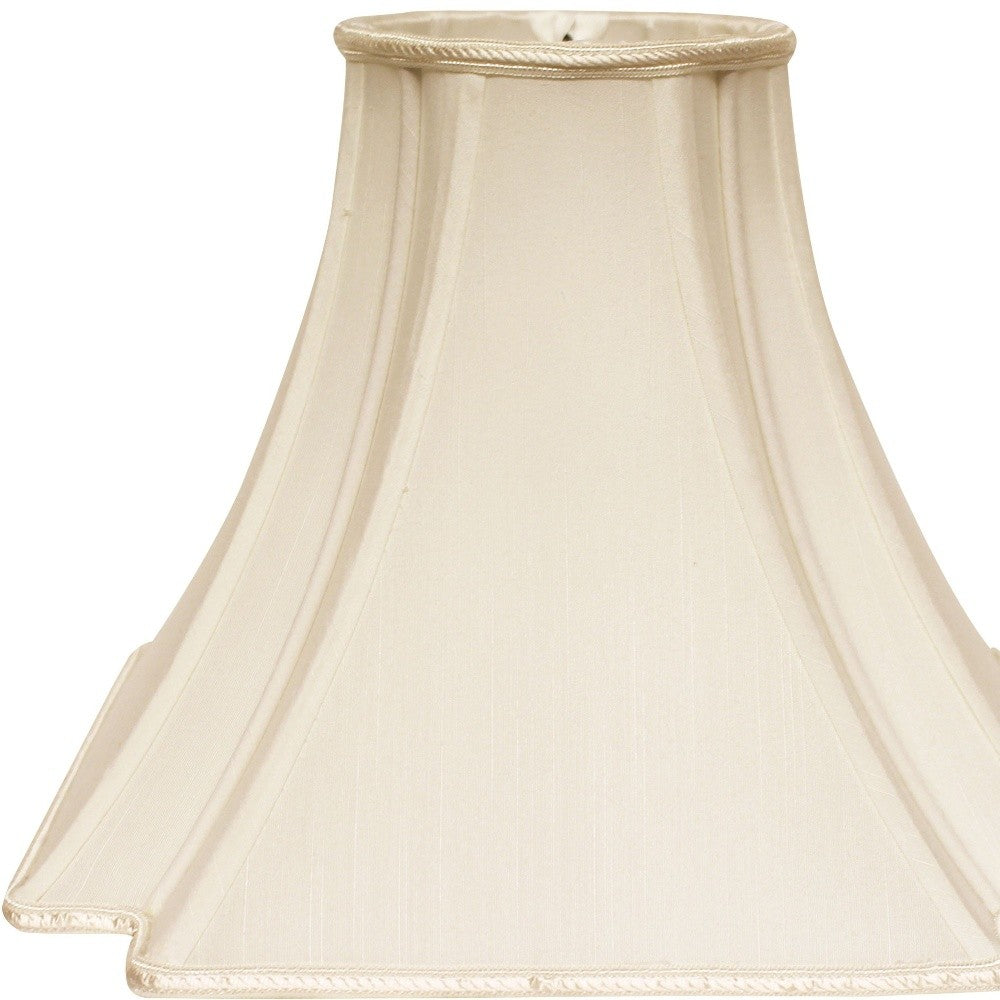 18" Ivory Slanted Notch Square Shantung Lampshade