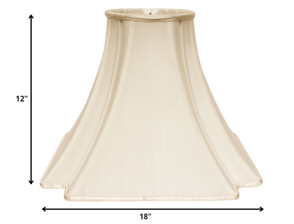 18" Ivory Slanted Notch Square Shantung Lampshade