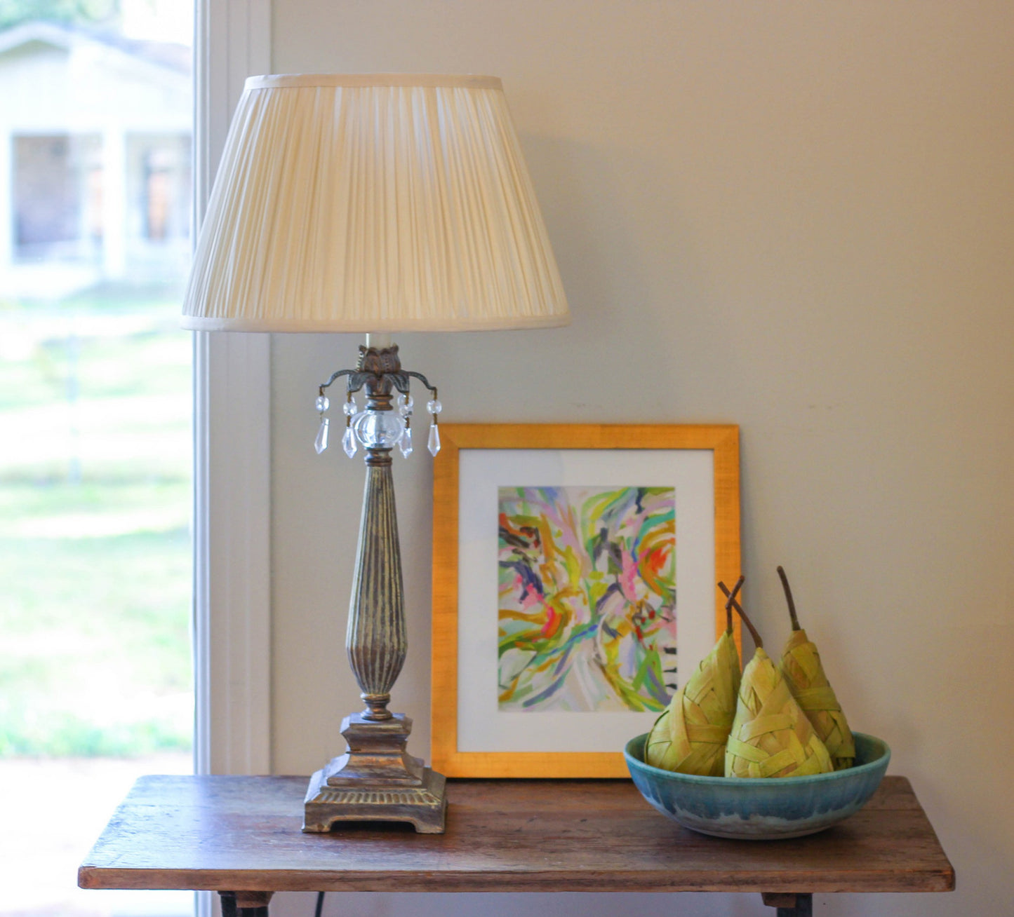 11" Pale Grey Slanted Pleated Tafetta Lampshade