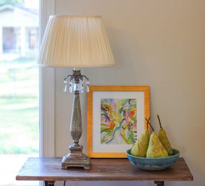 11" Pale Grey Slanted Pleated Tafetta Lampshade