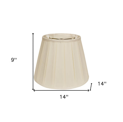 14" Ivory Slanted Crimped Box Shantung Lampshade