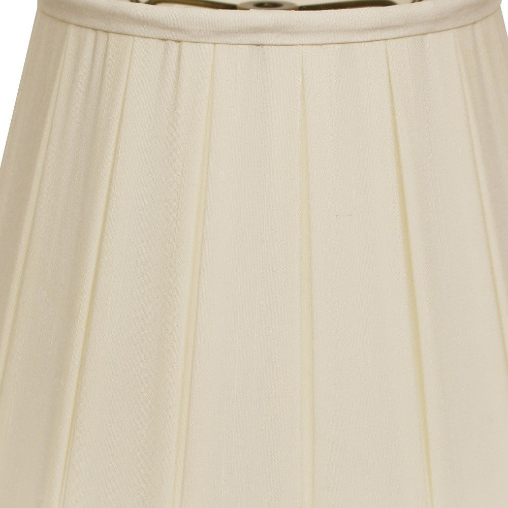 14" Ivory Slanted Crimped Box Shantung Lampshade