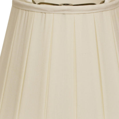 16" Ivory Slanted Crimped Box Shantung Lampshade