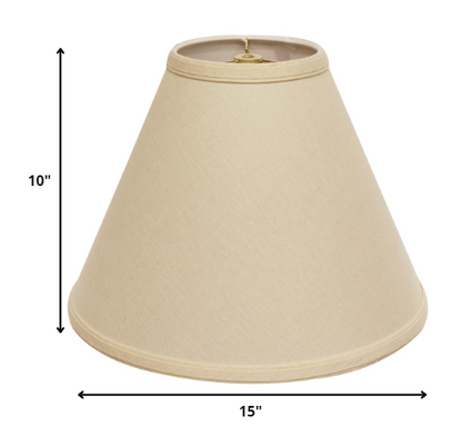 15" Parchment Biege Deep Cone Slanted Linen Lampshade