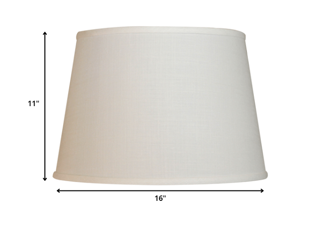 16" White Rounded Empire Slanted Linen Lampshade