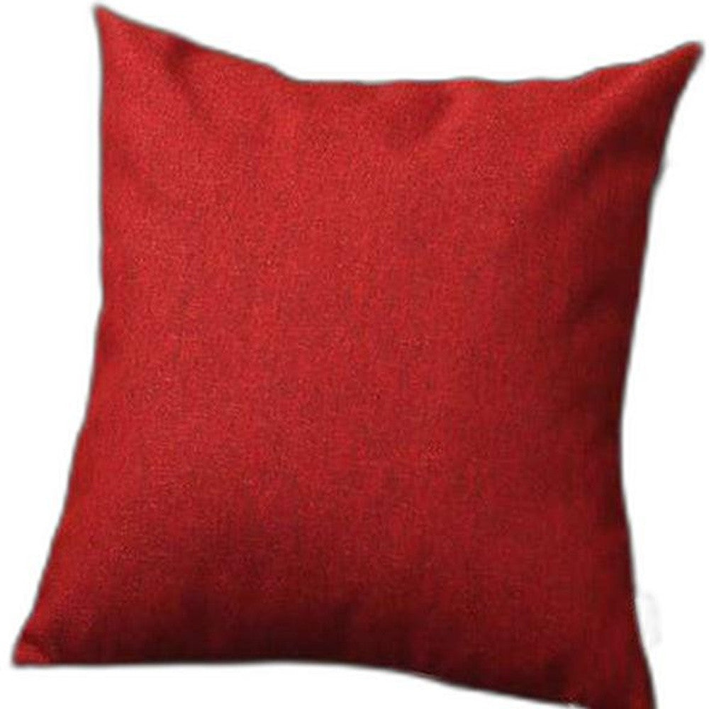 18" X 18" Red Solid Color Zippered Handmade Polyester Throw Pillow Cover