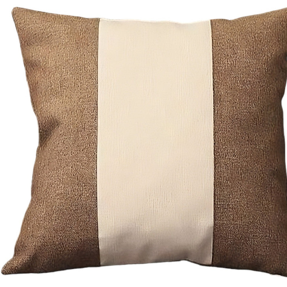 18" Brown and Ivory Throw Pillow Cover