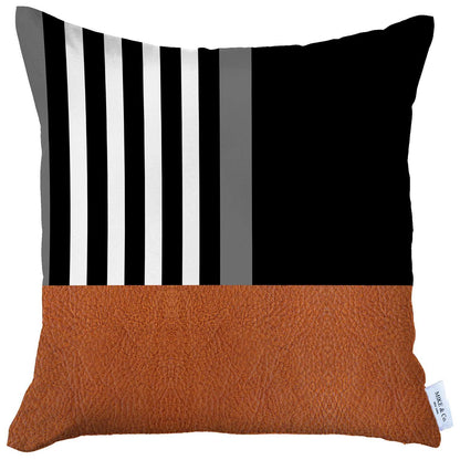 18" Brown and Black Throw Pillow Cover