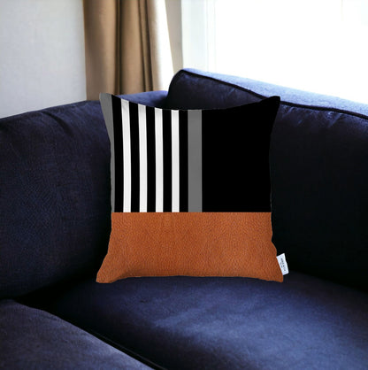 18" Brown and Black Throw Pillow Cover