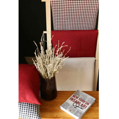 Set Of Two 20" X 12" Red Polyester Houndstooth Zippered Pillow