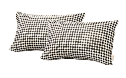 Set Of Two 20" X 12" Grey Polyester Houndstooth Zippered Pillow