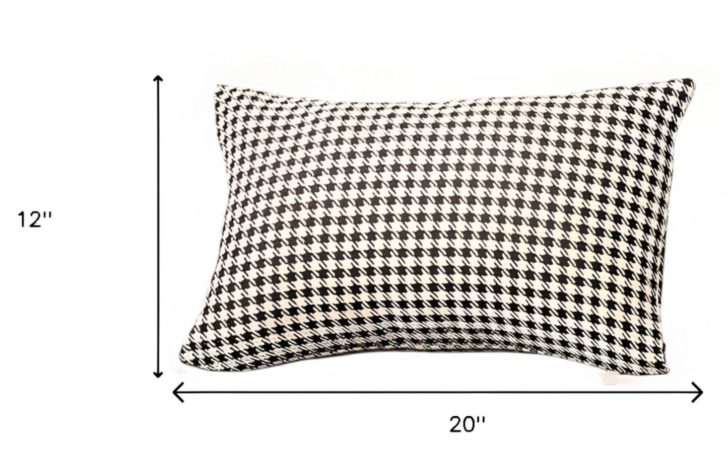 Set Of Two 20" X 12" Grey Polyester Houndstooth Zippered Pillow