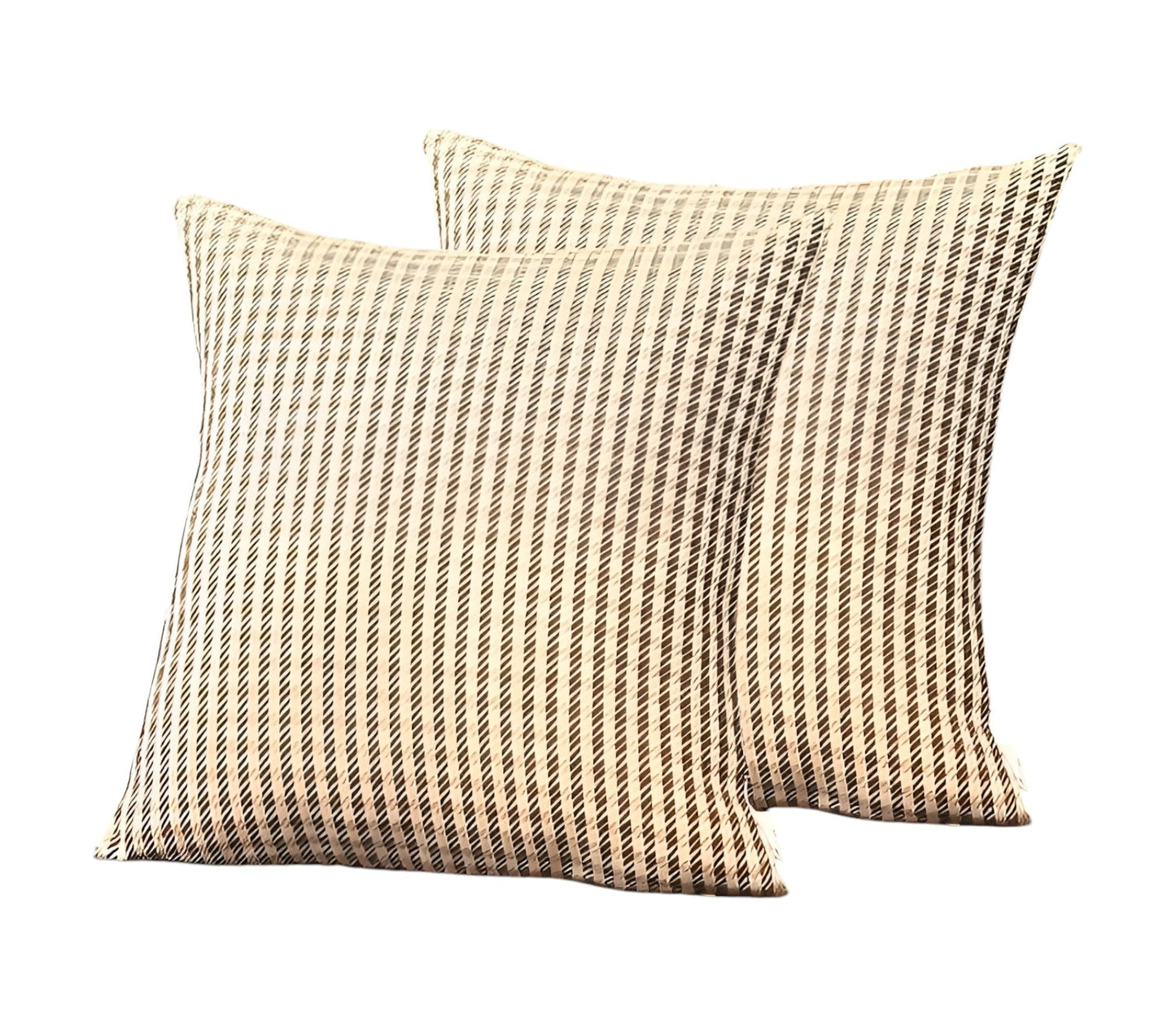 Set Of Two 18" X 18" Brown Polyester Houndstooth Zippered Pillow