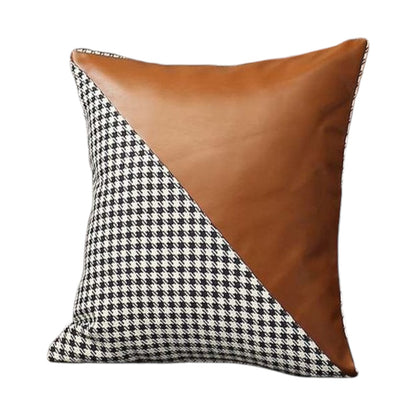 Set Of Two 18" X 18" Brown And Black Polyester Houndstooth Zippered Pillow