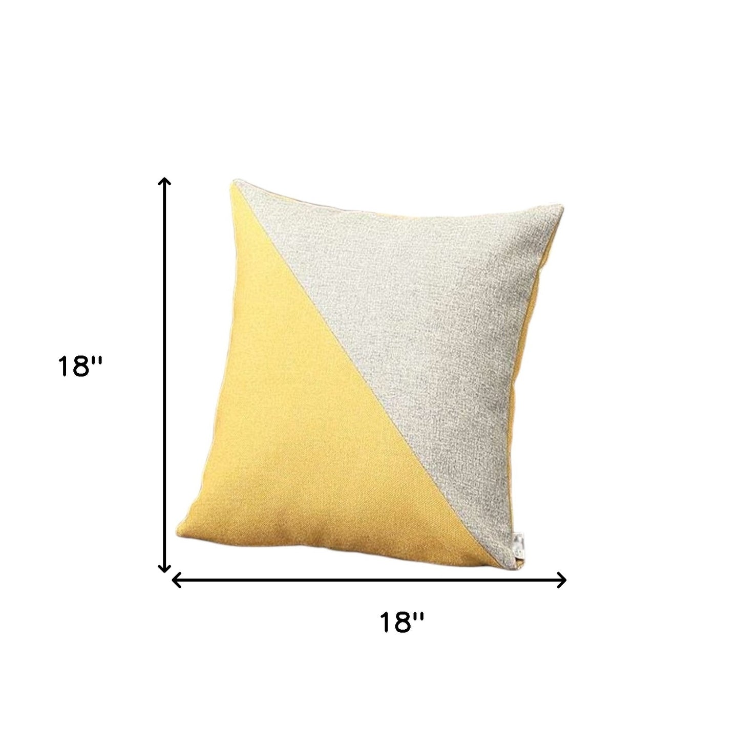 Set Of Two 18" X 18" Grey And Yellow Polyester Geometric Zippered Pillow