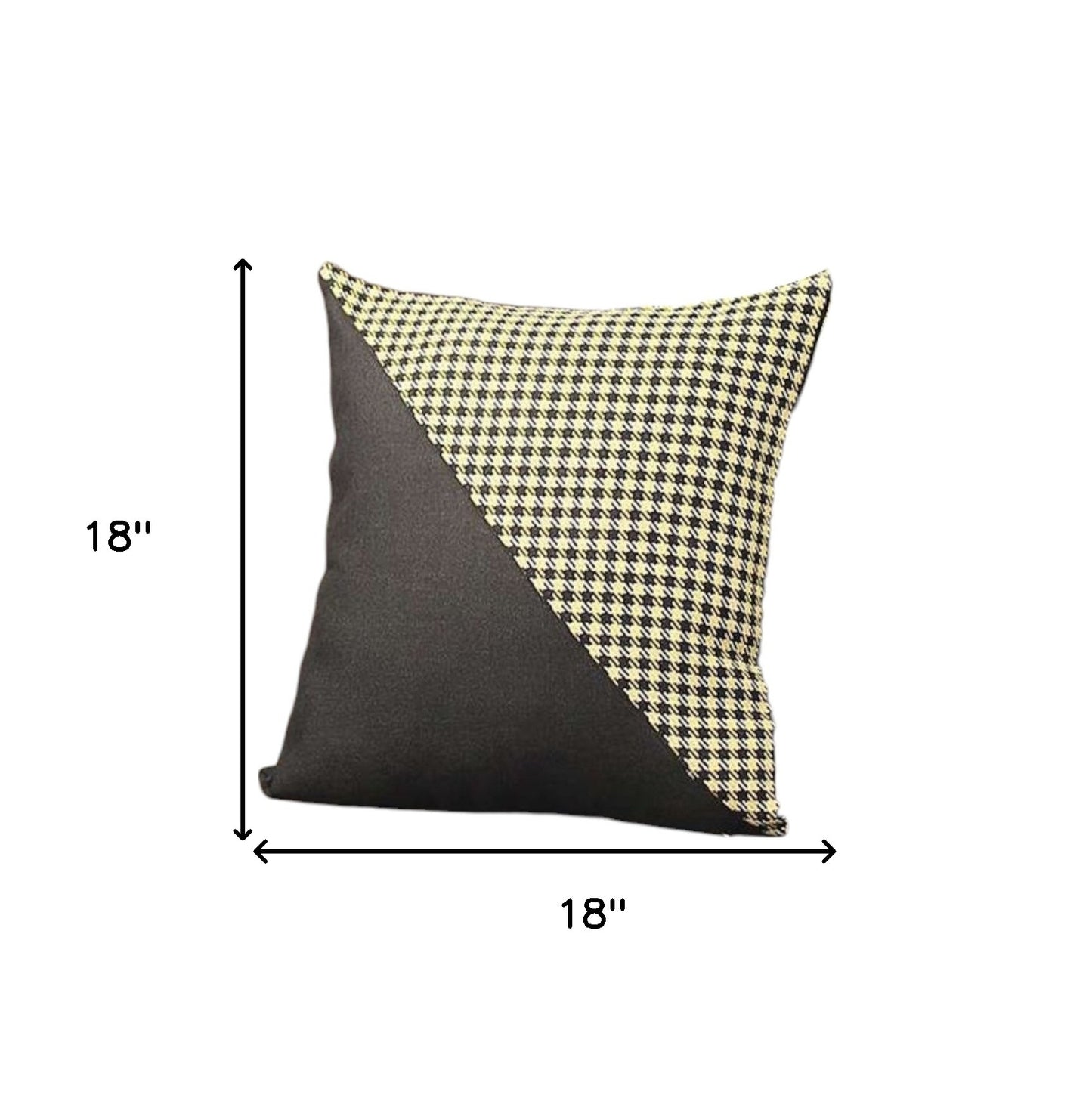 Set Of Two 18" X 18" Black And Yellow Polyester Houndstooth Zippered Pillow