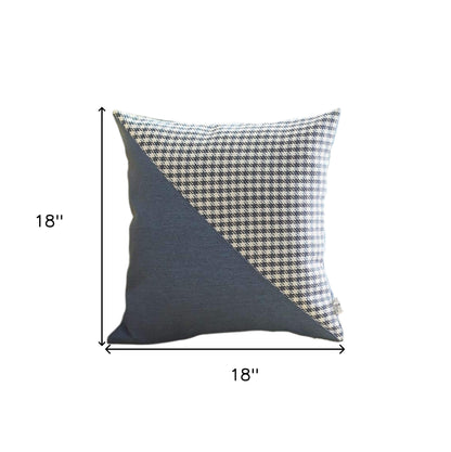 Set Of Two 18" X 18" Black And Blue Polyester Houndstooth Zippered Pillow