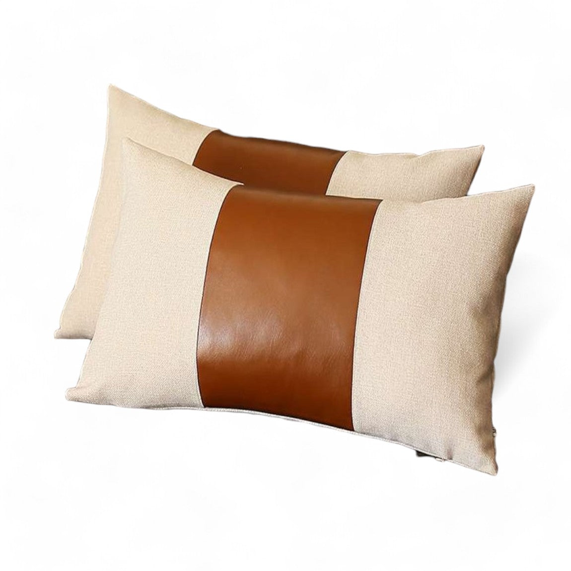 Set Of Two 20" X 12" Grey And Brown Polyester Geometric Zippered Pillow