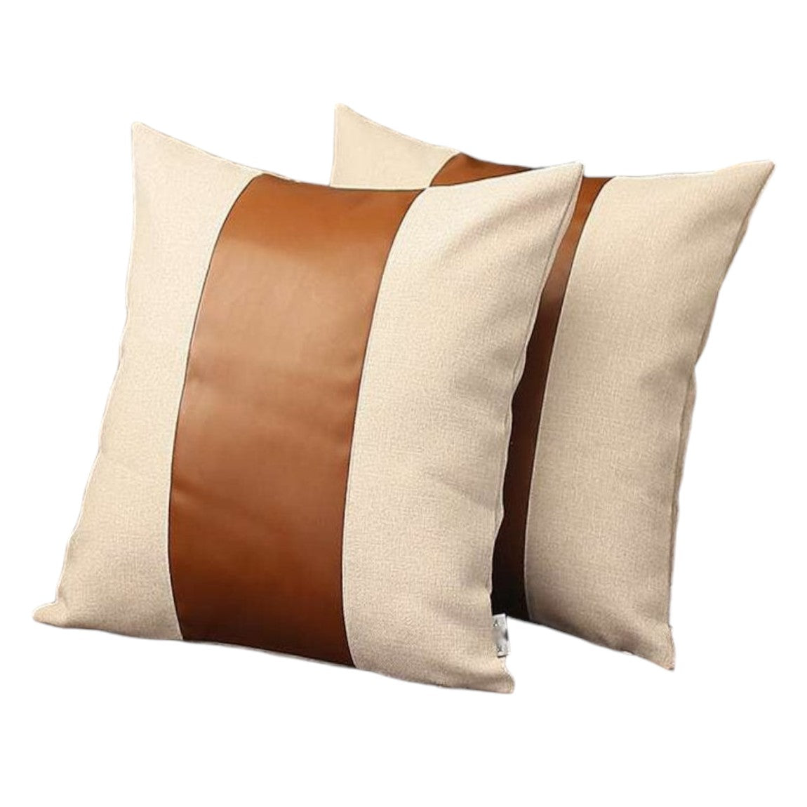 Set Of Two 18" X 18" Grey And Brown Polyester Geometric Zippered Pillow