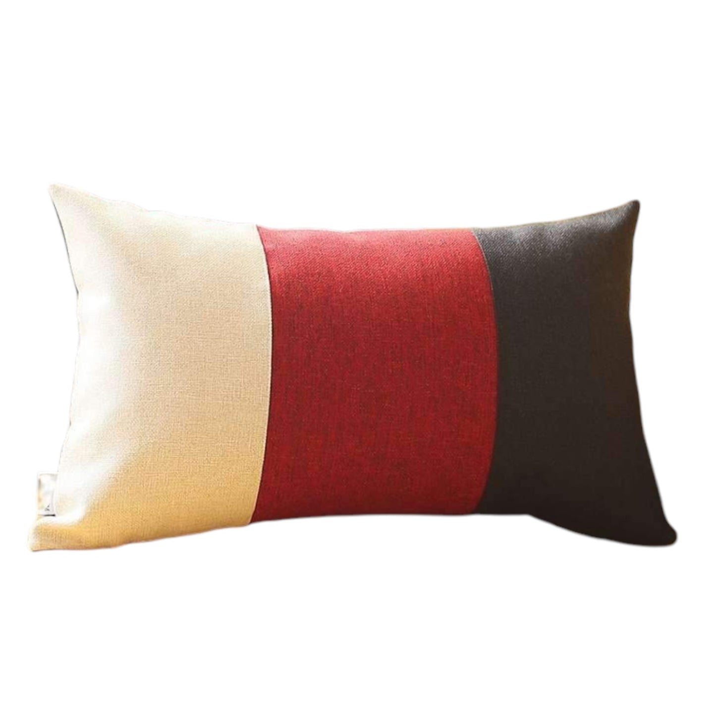 Set Of Two 20" X 12" Black Red And Grey Polyester Geometric Zippered Pillow