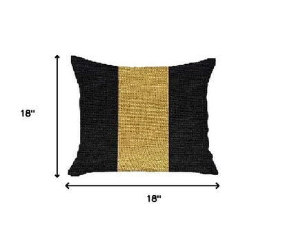 Set Of Two 18" X 18" Black And Yellow Geometric Zippered Handmade Polyester Throw Pillow