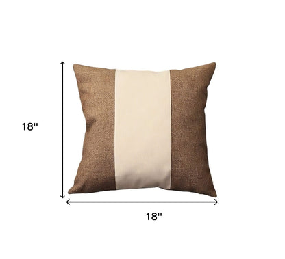 Set Of Two 18" X 18" Brown And Grey Polyester Geometric Zippered Pillow