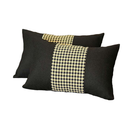 Set Of Two 20" X 12" Black And Yellow Polyester Houndstooth Zippered Pillow