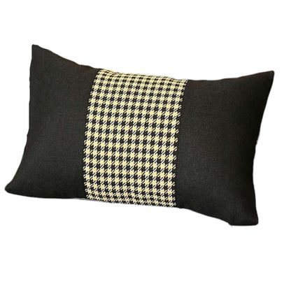 Set Of Two 20" X 12" Black And Yellow Polyester Houndstooth Zippered Pillow