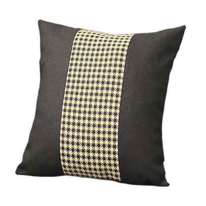 Set Of Two 18" X 18" Black And Yellow Polyester Houndstooth Zippered Pillow