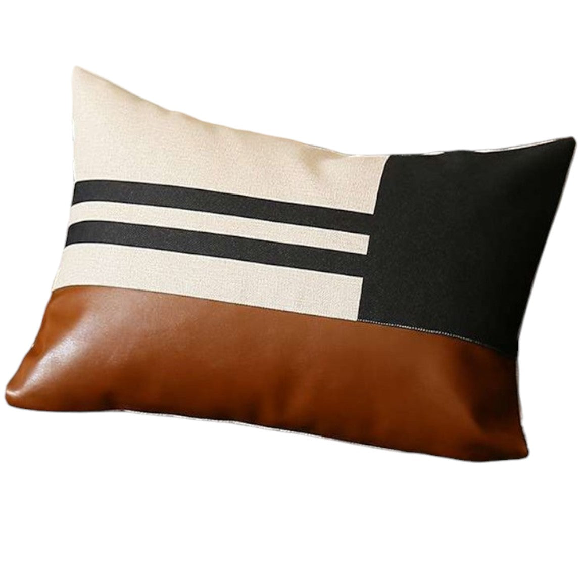 Set Of Two 20" X 12" Brown And Black Polyester Striped Zippered Pillow