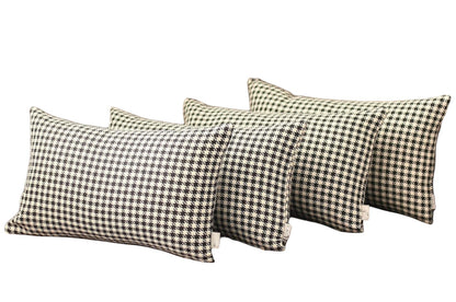 Set Of Four 20" X 12" Grey Polyester Houndstooth Zippered Pillow